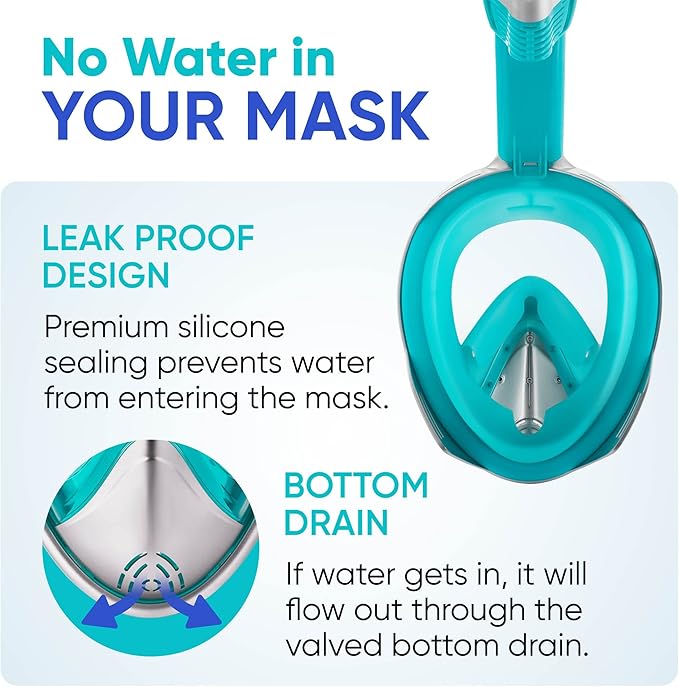 מסכת שנורקל מקצועית מלאה של Platinum Arowana® - טורקיז