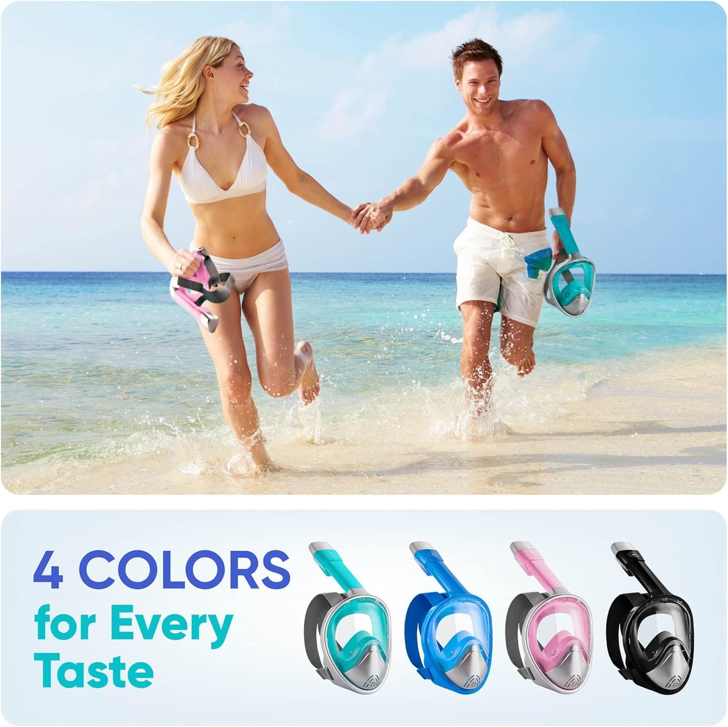 מסכת שנורקל מקצועית מלאה של Platinum Arowana® - טורקיז